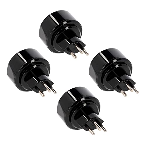 4er Set LED Universum Reiseadapter für Schutzkontakt-/Euro-Stecker (Typ F) auf Schweiz Liechtenstein Steckdose (Typ J) - schwarz | Reisestecker Steckdosenadapter 1508642 von LED Universum