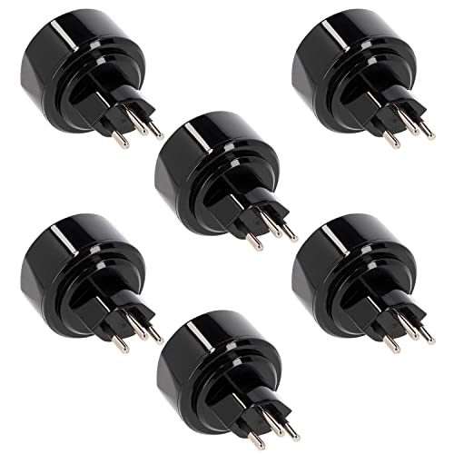6er Set LED Universum Reiseadapter für Schutzkontakt-/Euro-Stecker (Typ F) auf Schweiz Liechtenstein Steckdose (Typ J) - schwarz | Reisestecker Steckdosenadapter 1508642 von LED Universum