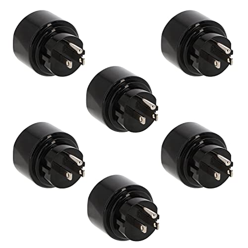 6er Set LED Universum Reiseadapter für Schutzkontakt-/Euro-Stecker (Typ F) auf USA Kanada Japan Mexiko Dom.Rep. Steckdose (Typ B) - schwarz | Reisestecker Steckdosenadapter 1508550 von LED Universum