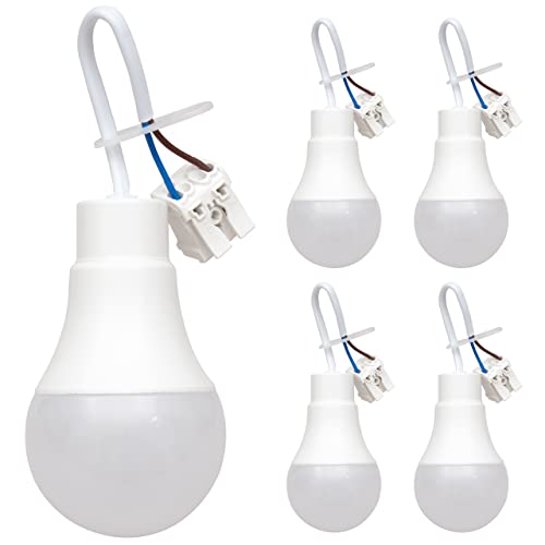 Lampenfassung E27 und LED Leuchtmittel Set: 5 Stück Fassung Mit Kabel, Spannungsprüfer, 5x 10W LED Licht, 1055 Lumen, 4000K Neutralweiß, Kaltweiss Glühbirne, Baufassung Renovierfassung Baulampe Lampenfassung E27 und LED Leuchtmittel Set: 5 Stück Fassung Mit Kabel, Spannungsprüfer, 5x 10W LED Licht, 1055 Lumen, 4000K Neutralweiß, Kaltweiss Glühbirne, Baufassung Renovierfassung Baulampe von LED's light