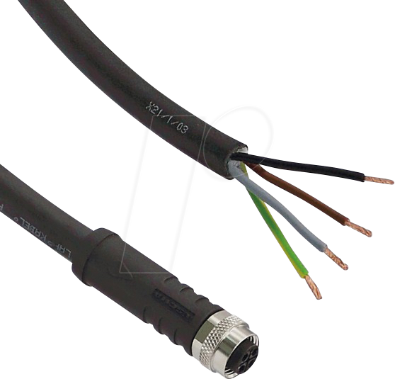 L2W 200100-14 - Sensor Kabel, 5 m, offen/M12 Buchse, S-kodiert, für 230V von LED2WORK