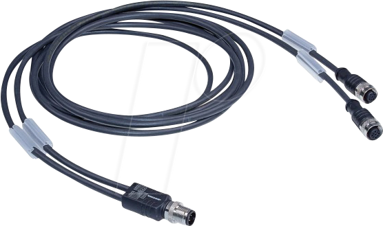 L2W 200200-09 - Y Verteiler M12 mit Kabelabgang (2x 2m), A-kodiert von LED2WORK