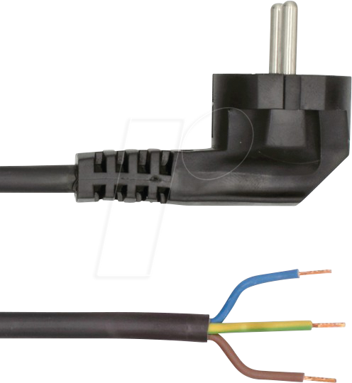 L2W 201200-02 - Netzanschlussleitung, 3 m, PVC, 220-240V AC, 3x0,75 mm, schwarz von LED2WORK