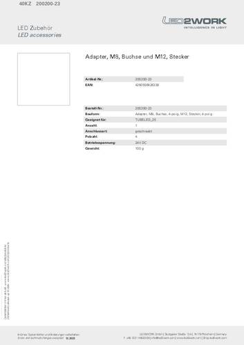 LED2WORK Adapter 200200-23 Schwarz 1St. LED2WORK Adapter 200200-23 Schwarz 1St. von LED2WORK