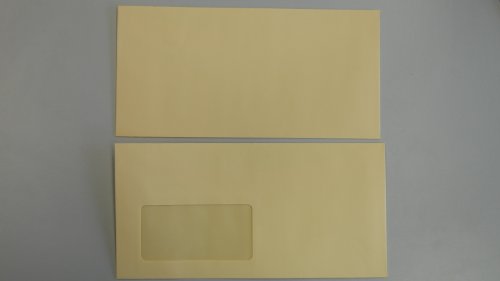 Briefumschlag 90gr/m², Farbe Chamois, Format DIN Lang - mit Fenster, Nassklebend von LEDEO