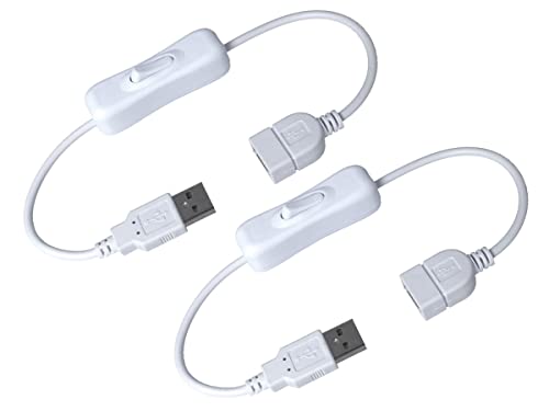 2 Stück USB-Kabel mit Ein-/Aus-Schalter, USB-Verlängerungsleitung für LED-Schreibtischlampe, USB-Ventilator, LED-Streifen (Weiß) von LEDLUX