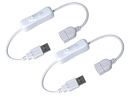 2 Stück USB-Kabel mit Ein-/Ausschalter, Wippschalter, USB-Verlängerungslinie für LED-Schreibtischlampe, USB-Ventilator, LED-Streifen (weiß) von LEDLUX