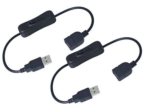 2 Stück USB-Kabel mit Ein-/Ausschalter, Wippschalter, USB-Verlängerungslinie für LED-Schreibtischlampe, USB-Ventilator, LED-Streifen (schwarz) von LEDLUX