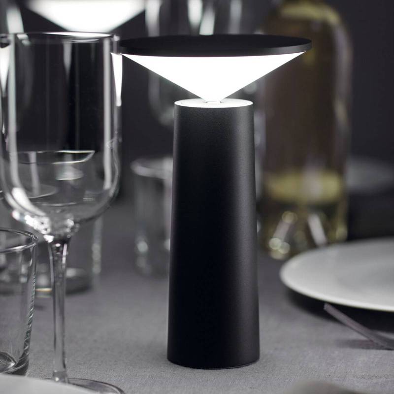 LEDS-C4 LED-Akku-Tischleuchte Cocktail, schwarz Höhe 21,5 cm von LEDS-C4