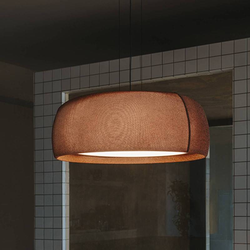 LEDS-C4 LED-Hängeleuchte Gong, braun, dimmbar, Textil, Stahl von LEDS-C4