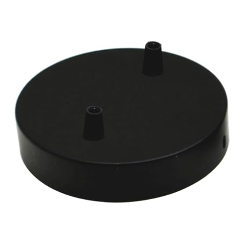 LEDSone 2 Out schwarze Deckenrosette perfekt für Stoff-Flexkabel, 120 mm Metall-Deckenleuchte mit Zubehör für Decken- und Wandleuchte. (2 Ausgänge) (Schwarz) von LEDSone