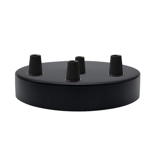 LEDSone 4 Out schwarze Deckenrosette perfekt für Stoff-Flexkabel, 120 mm Metall-Deckenleuchte mit Zubehör für Decken- und Wandleuchte. (4 Ausgänge) von LEDSone