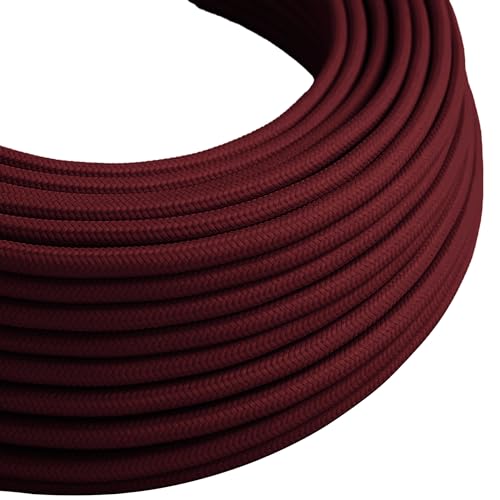 LEDSone 5 m Textilkabel, 3-adrig, rund, italienisches Geflecht, stoffummantelt, flexibles Stromkabel, weinrote Farbe, Pendelleuchte, Deckenleuchte, Montage. LEDSone 5 m Textilkabel, 3-adrig, rund, italienisches Geflecht, stoffummantelt, flexibles Stromkabel, weinrote Farbe, Pendelleuchte, Deckenleuchte, Montage. von LEDSone