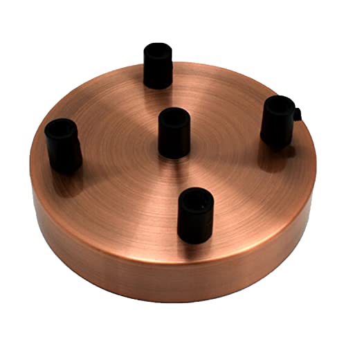 LEDSone Deckenrosette mit 5 Steckdosen, kupferfarben, perfekt für Stoff-Flexkabel, 120 mm Metall-Deckenleuchte mit Zubehör für Decken- und Wandleuchte. (5 Ausgänge) von LEDSone