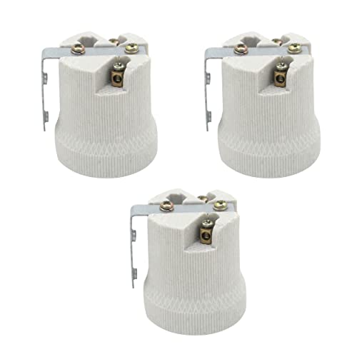 LEDSone Keramik Porzellan ES27 E27 Edison Schraube Wärme Vintage Lampe Glühbirne Halter mit Halterung (3 Stück, Form 4) von LEDSone