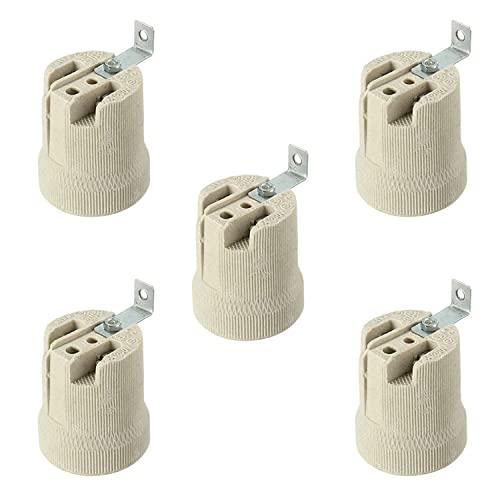 LEDSone Keramik Porzellan ES27 E27 Edison-Schraube Wärme Vintage Lampe Glühbirne Halter mit Halterung (5 Stück, Form 1) von LEDSone