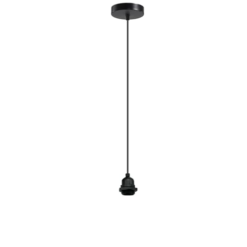 LEDSone Pendelleuchte, E27 regenfeste Lampenfassung IP65, Deckenpendel für den Innen- und Außenbereich, für Hinterhof, Veranda, Garage – 1 m(Schwarz ohne Glühbirne) von LEDSone