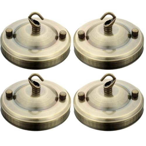 LEDSone Vintage-Deckenrosette für Leuchte, 108 mm Deckenplattenhaken aus antikem Metall mit Zubehör für Deckenleuchte und Wandleuchte (4er-Pack, grünes Messing) von LEDSone