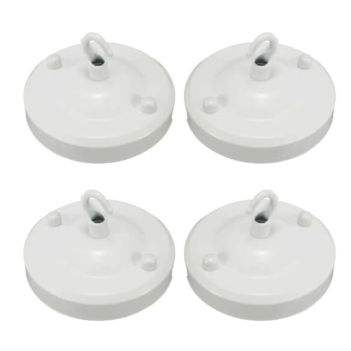 LEDSone Vintage-Deckenrosette für Leuchte, 108 mm Deckenplattenhaken aus antikem Metall mit Zubehör für Deckenleuchte und Wandleuchte (4er-Pack, weiß) von LEDSone