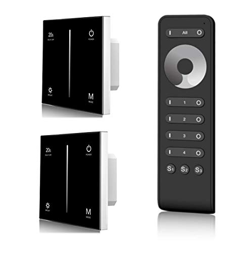 LEDUX Universal Funk-Dimmer 2er-Set mit Gruppenfernbedienung, Steuerung von LED, Halogen, Glühbirnen, elektronischer Dimmer (2x Dimmer, Touch-Panel, Schwarz) von LEDUX