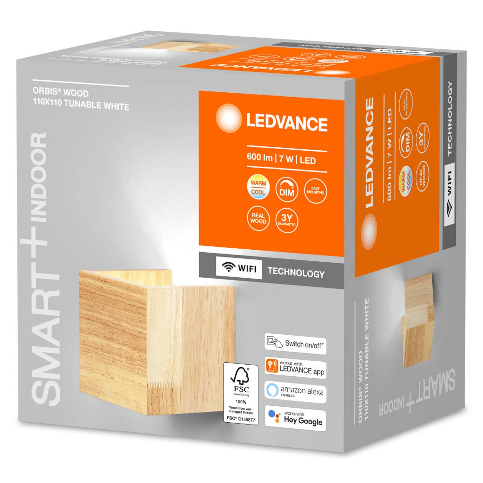 LEDVANCE SMART+ WiFi Orbis Wall Wood, 11 x 11 cm von LEDVANCE SMART+