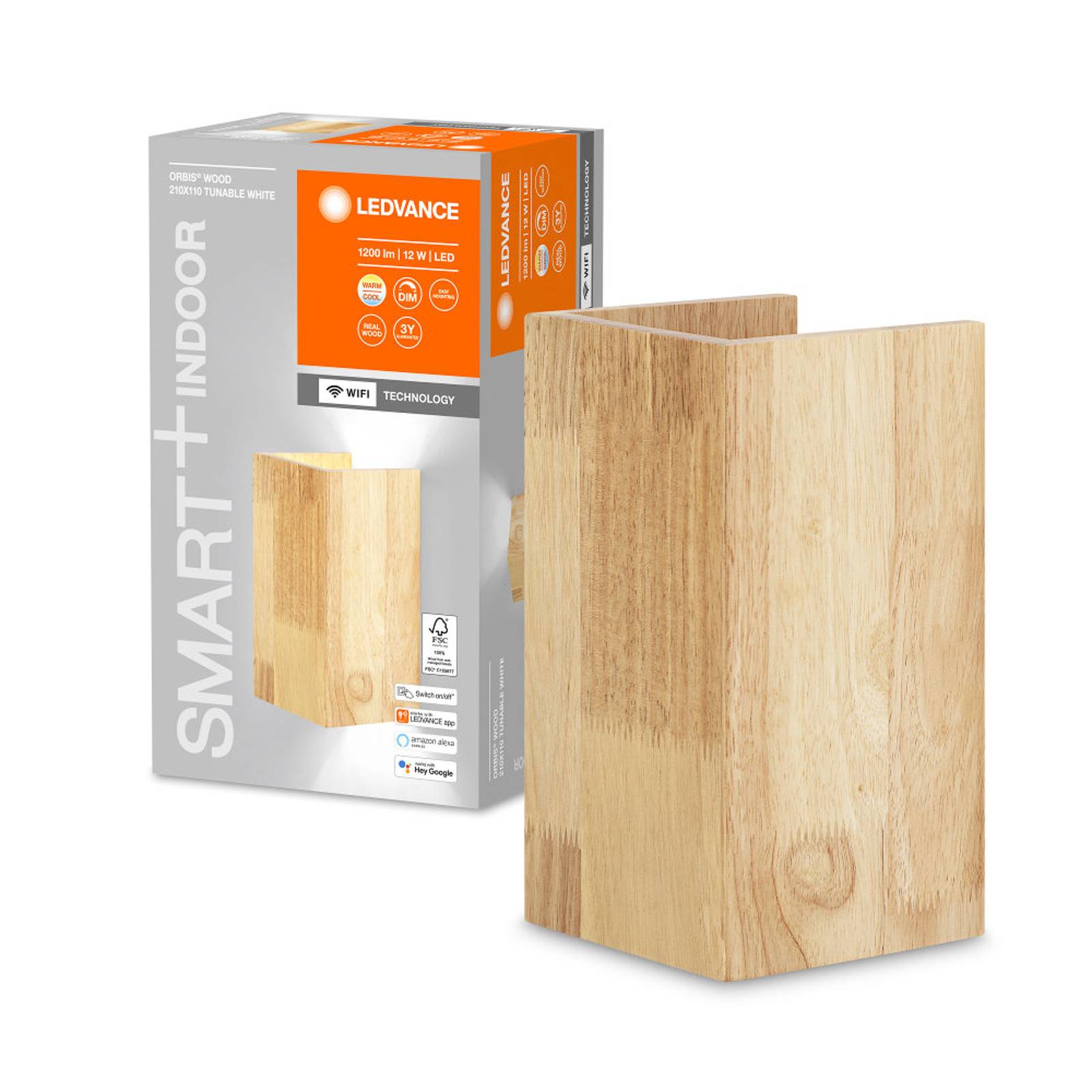 LEDVANCE SMART+ WiFi Orbis Wall Wood, 21 x 11 cm von LEDVANCE SMART+