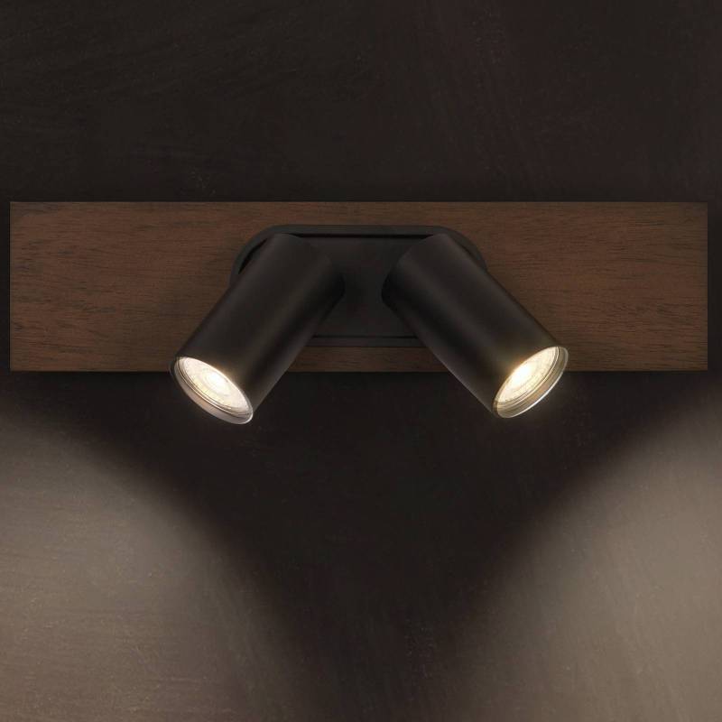 LEDVANCE LED-Deckenspot Mercury GU10, 2-fl., Holz/schwarz von LEDVANCE