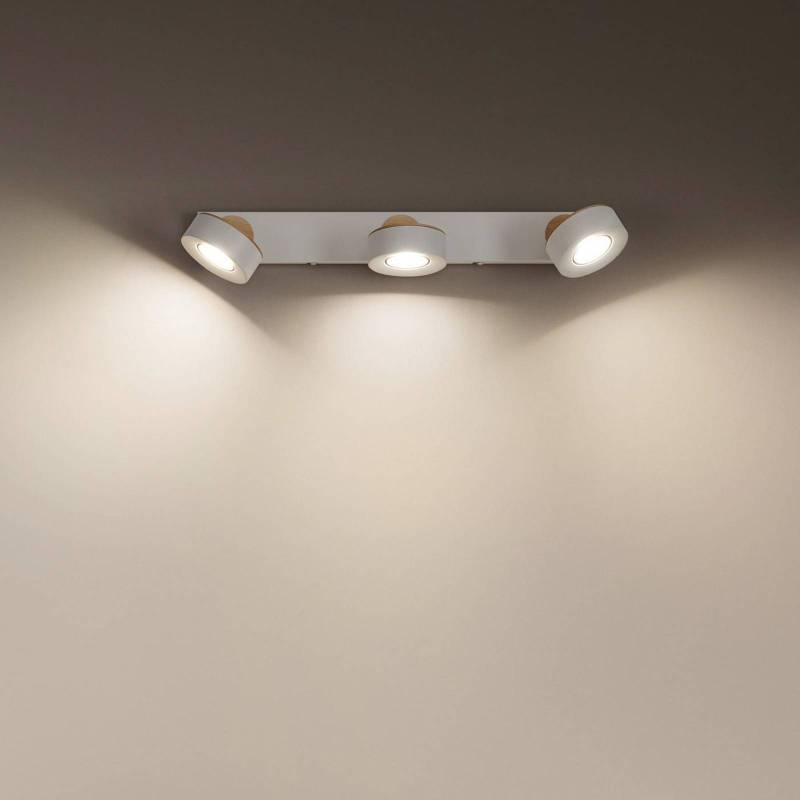 LEDVANCE LED-Deckenspot Pluto, Stahl, Holz, 3-fl., weiß von LEDVANCE