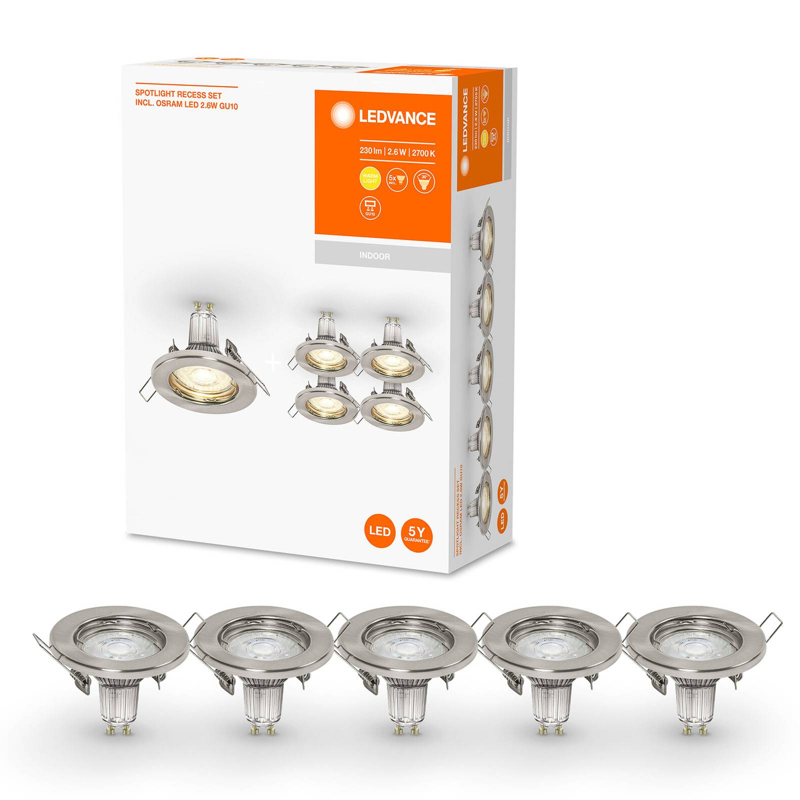 LEDVANCE LED-Einbauspot GU10 Recessed 5er nickel von LEDVANCE