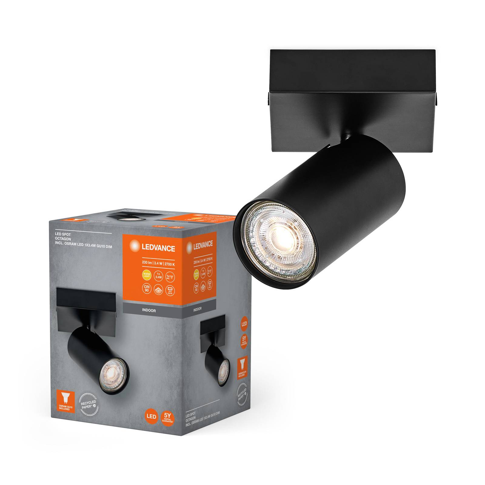 LEDVANCE LED-Strahler Octagon, dimmbar, einflammig, schwarz von LEDVANCE