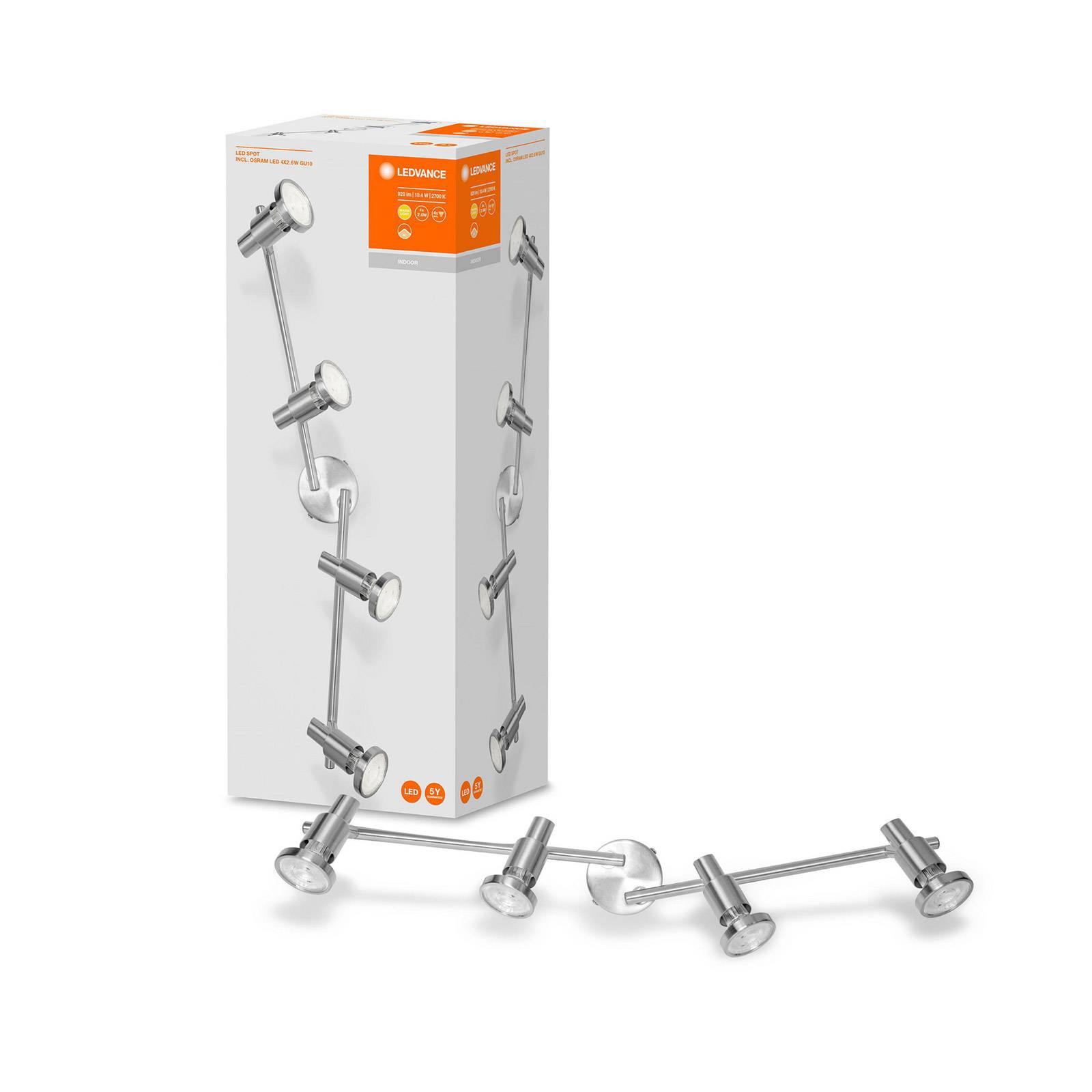 LEDVANCE Niclas LED-Strahler, nickel, 4-flammig LEDVANCE Niclas LED-Strahler, nickel, 4-flammig von LEDVANCE