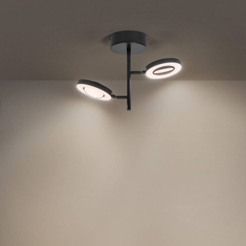 LEDVANCE LED-Deckenstrahler Saturn, 2-fl. CCT, hoch, schwarz von LEDVANCE