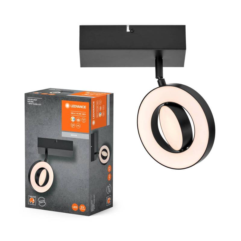 LEDVANCE LED-Wandstrahler Saturn CCT, Schalter, schwarz von LEDVANCE