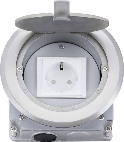 LEDmaxx 105628 1fach Fußboden-Einbausteckdose erhöhter Berührungsschutz IP20 Aluminium von LEDmaxx