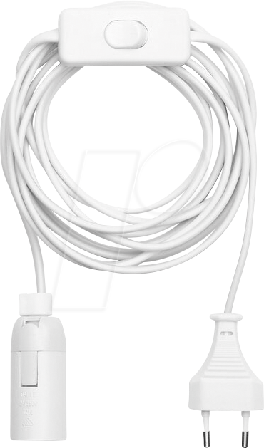 LM 9801W - Lampenfassung E14 mit Schalter, 3,5m Kabel Stecker, weiß von LEDmaxx