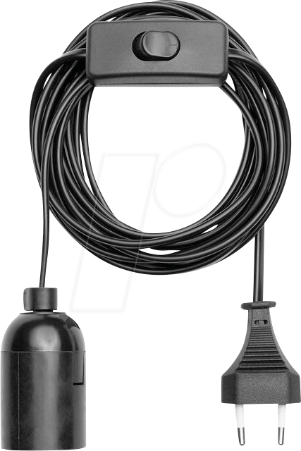 LM 9802S - Lampenfassung E27 mit Schalter, 3,5m Kabel Stecker, schwarz von LEDmaxx