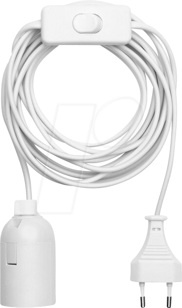 LM 9802W - Lampenfassung E27 mit Schalter, 3,5m Kabel Stecker, weiß von LEDmaxx
