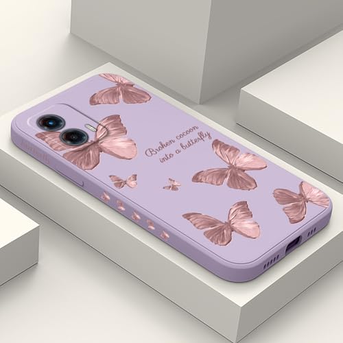 LEECG Schutzhülle für Motorola Moto G 5G 2023, Blumenmuster, schlanke Hülle, weiches Silikon, Schutzhülle für Moto G 5G 2023, Schmetterlings-Violett von LEECG