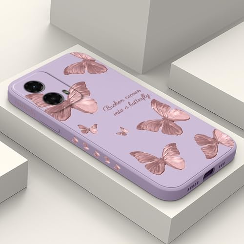 LEECG Schutzhülle für Motorola Moto G 5G 2024, Blumenmuster, schlanke Hülle, weiches Silikon, Schutzhülle für Moto G 5G 2024, Schmetterlings-Violett von LEECG