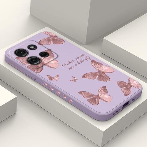 LEECG Schutzhülle für Motorola Moto G 5G 2025, Blumenmuster, schlanke Hülle, weiches Silikon, Schutzhülle für Moto G 5G 2025, Schmetterlings-Violett von LEECG
