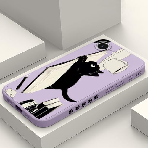 LEECG Schutzhülle für iPhone 16E, kreatives Muster, weich, dünn, kratzfest, für iPhone 16E 2025, 15,5 cm (6,1 Zoll), Katzen-Violett von LEECG