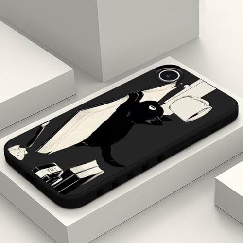 LEECG Schutzhülle für iPhone 16E, kreatives Muster, weich, dünn, kratzfest, für iPhone 16E 2025, 15,5 cm (6,1 Zoll), Katzenschwarz von LEECG