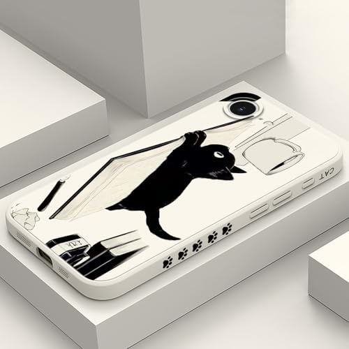 LEECG Schutzhülle für iPhone 16E 2025, kreatives Muster, weich, dünn, kratzfest, 15,5 cm (6,1 Zoll), Katze, Reisweiß von LEECG