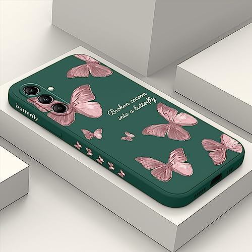 LEECG für Samsung Galaxy A16 5G Hülle, Slim Soft Liquid Silikon Schutzhülle Handyhülle für Samsung A16 5G 6,7 Zoll, Schmetterling Grün von LEECG