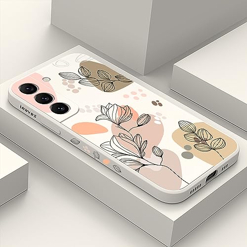 LEECG für Samsung Galaxy S22 5G Hülle Modische Blumen Designs Weiches Silikon Tropfen Schützenden Fingerabdruck für Galaxy S22 5G Hülle-Weiß 2 von LEECG