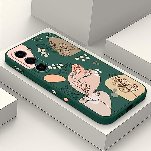 LEECG für Samsung Galaxy S23 Hülle, für Samsung S23 Hülle Kreative Blume Schmetterling Astronaut Muster Design, Anti Fall Weiches Silikon Dünne Handyhülle Slim Cover S23-Dunkelgrün 2 von LEECG