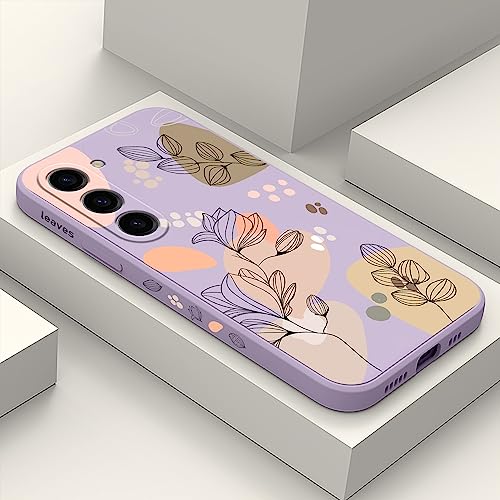 LEECG für Samsung Galaxy S23 Hülle, für Samsung S23 Hülle Kreative Blume Schmetterling Astronaut Muster Design, Anti Fall Weiches Silikon Dünne Handyhülle Slim Cover S23-Hellviolett 2 von LEECG