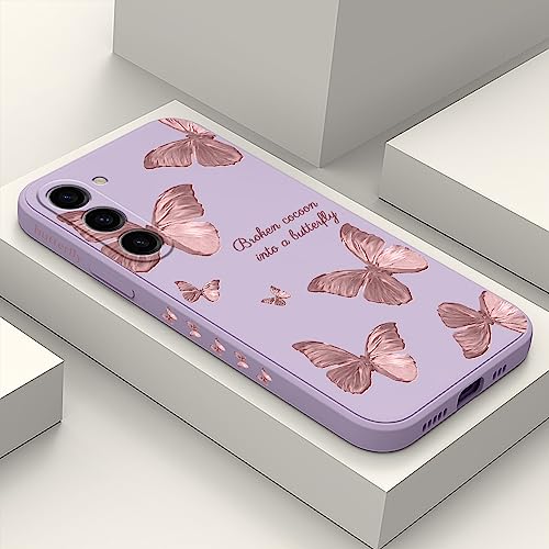 LEECG für Samsung Galaxy S23 Plus Hülle, für Samsung S23 Plus Hülle Kreative Blume Schmetterling Astronaut Muster Design, Anti Fall Weiches Silikon Dünne Handyhülle Slim Cover S23 Plus-Hellviolett 3 von LEECG