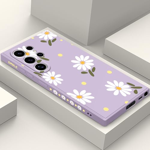 LEECG für Samsung S24 Ultra Hülle, für Galaxy S24 Ultra Handyhülle Blume Muster Design Drop Schutz Weiche Ultradünne Kratzer Resistent Mikrofaser Innenfutter S24 Ultra Cover-Gänseblümchen Violett LEECG für Samsung S24 Ultra Hülle, für Galaxy S24 Ultra Handyhülle Blume Muster Design Drop Schutz Weiche Ultradünne Kratzer Resistent Mikrofaser Innenfutter S24 Ultra Cover-Gänseblümchen Violett von LEECG