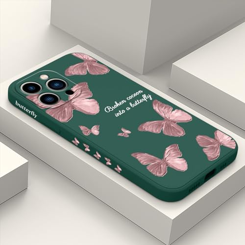 LEECG für iPhone 13 Pro Max Hülle Blumenmuster Weiches Mikrofaser Futter Schlankes Flüssigsilikon für iPhone 13 Pro Max Handyhülle 6,7 Zoll-Schmetterling Grün LEECG für iPhone 13 Pro Max Hülle Blumenmuster Weiches Mikrofaser Futter Schlankes Flüssigsilikon für iPhone 13 Pro Max Handyhülle 6,7 Zoll-Schmetterling Grün von LEECG